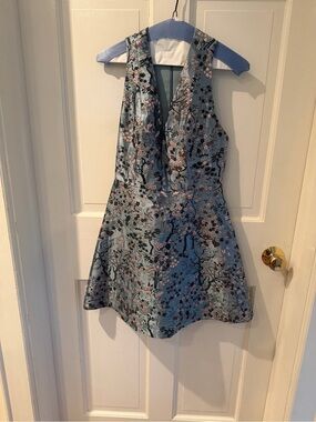 Alice + Olivia Floral Brocade Dress Blue Size 6